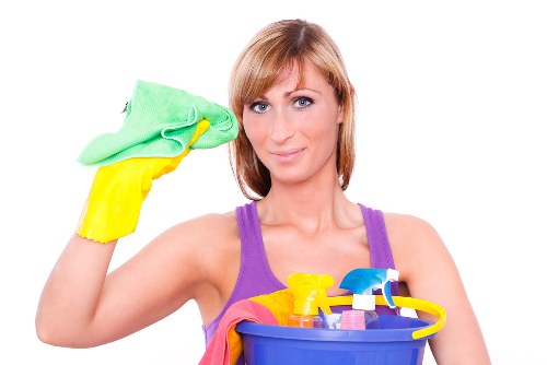 Carpet cleaning team recycling packaging in Highbury